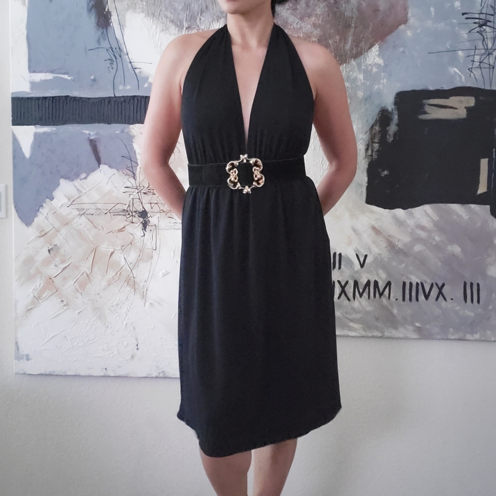 Express Halter Knee-length Black Dress Women XS
